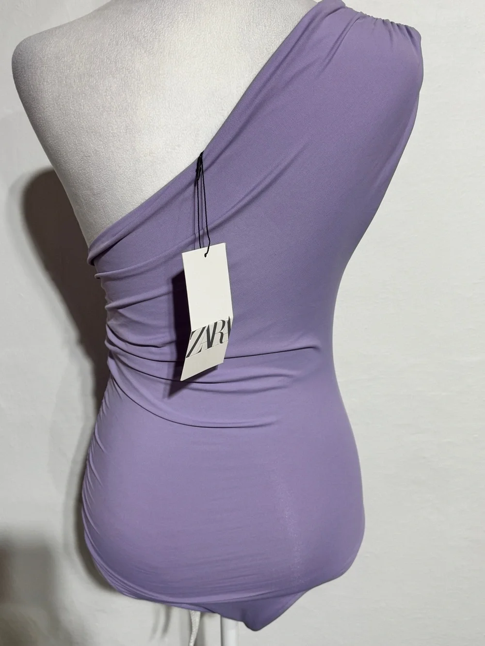 ZARA One-Shoulder Lilac Bodysuit medium